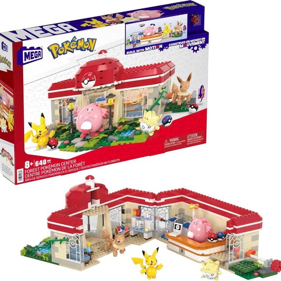 Mattel Other - MEGA Pokemon Building Set Forest Pokemon Center 648 Piece Constructiion Toy Cet